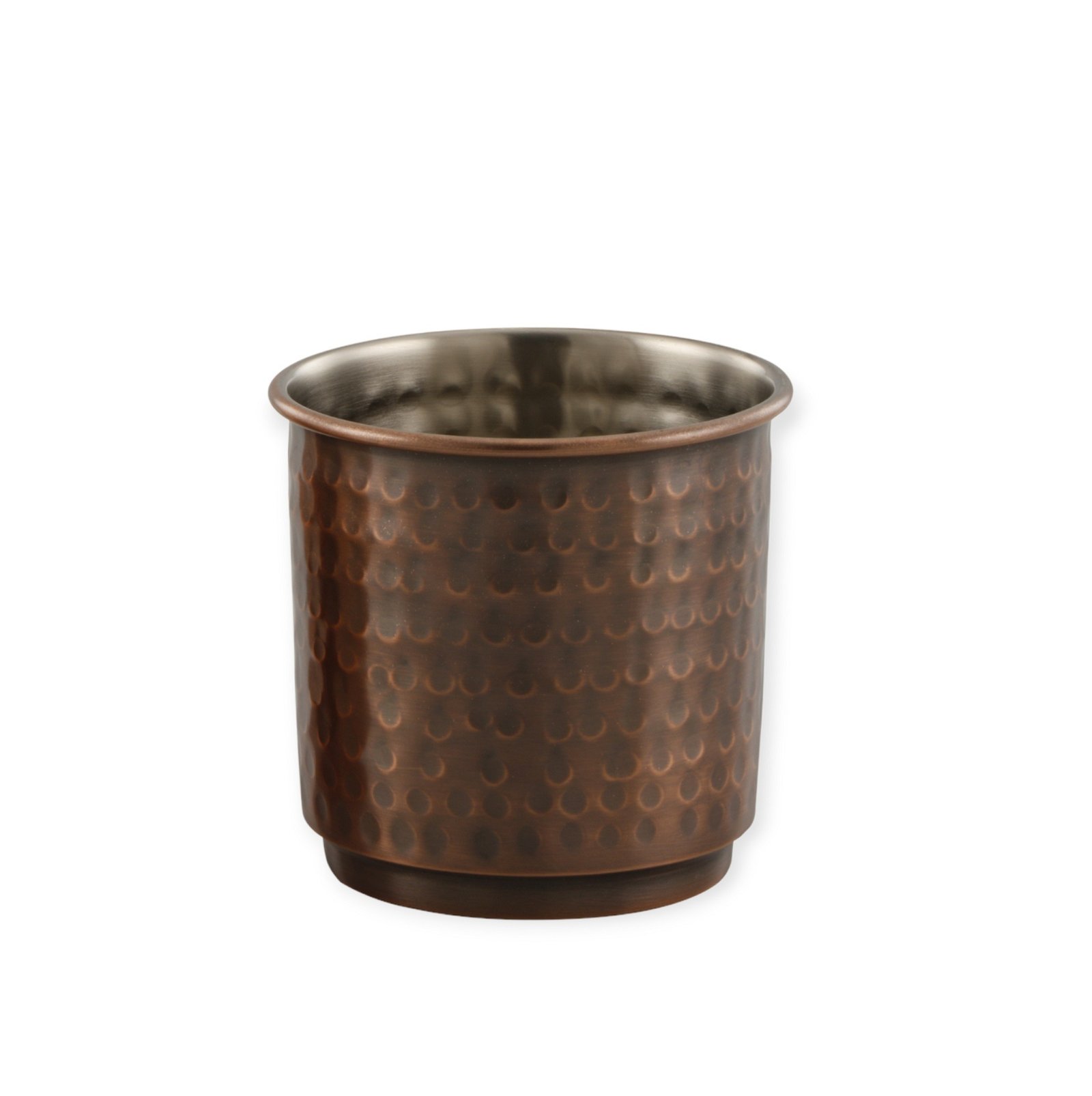 Antique Copper Hammered Tumbler With Nickel