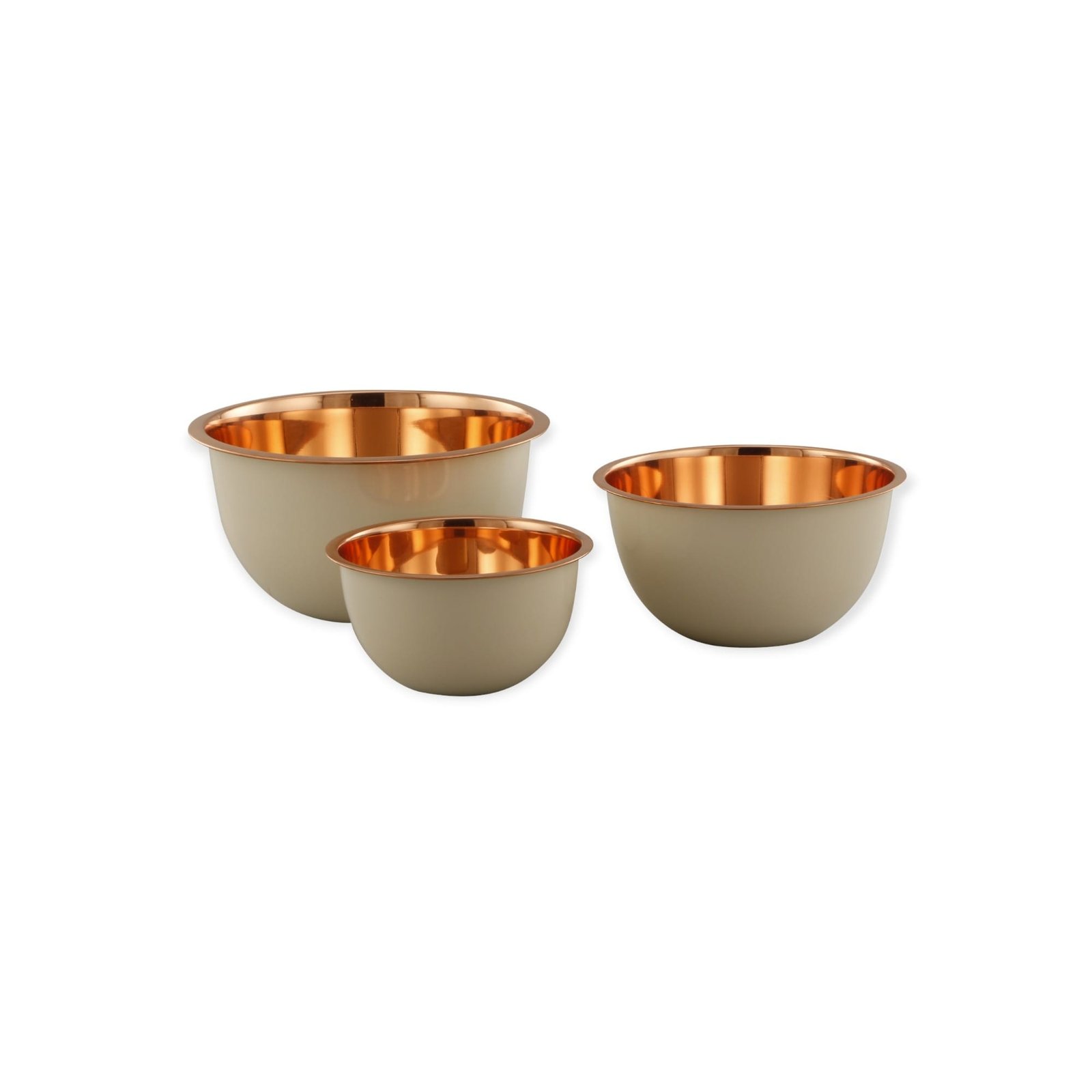Off White Powder Coated Stainless Steel Mixing Bowl Set of 3
