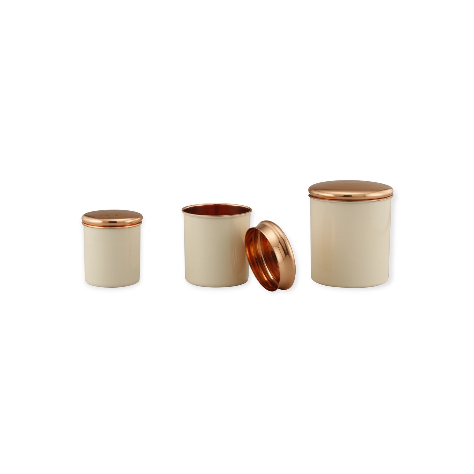 Off white enameled Stainless Canister set of 3