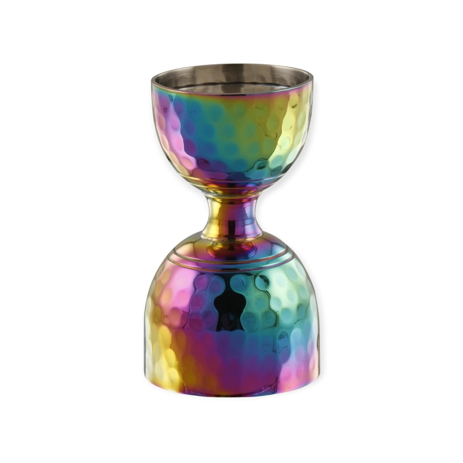 Rainbow PVD Coated Stainless Steel Hammered Bell Jigger